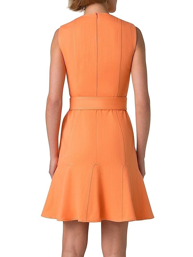 Denim Fluted-Hem Minidress