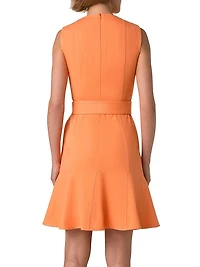 Denim Fluted-Hem Minidress