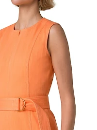 Denim Fluted-Hem Minidress