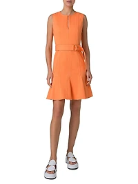 Denim Fluted-Hem Minidress