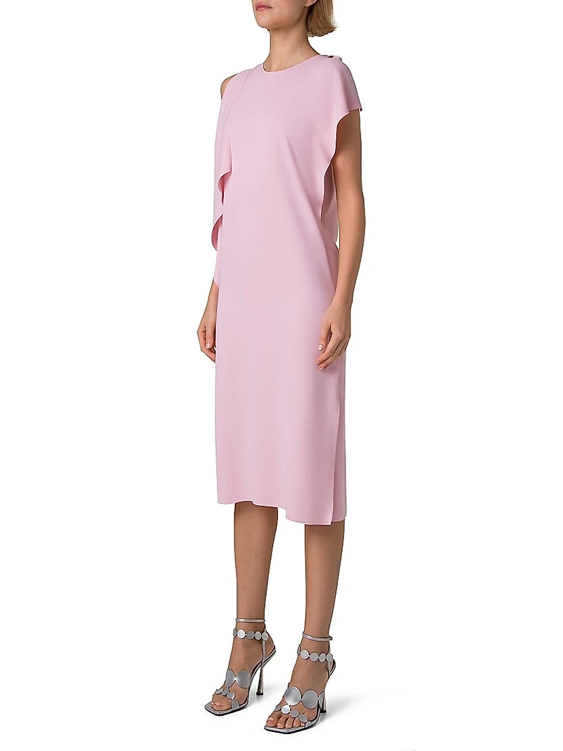 Off-Shoulder Drape Midi-Dress