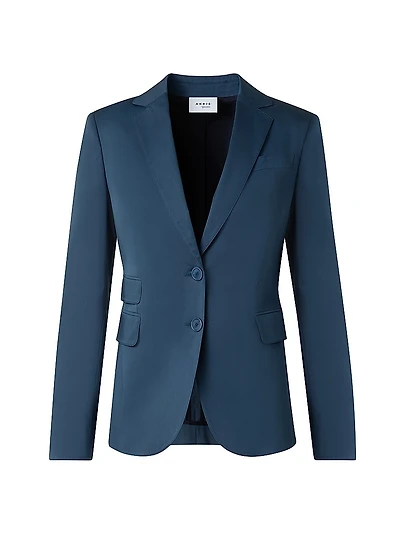 Stretch Cotton Two-Button Blazer