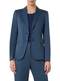 Stretch Cotton Two-Button Blazer