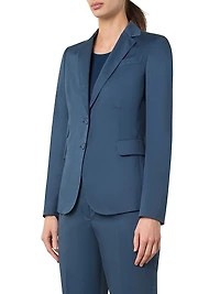 Stretch Cotton Two-Button Blazer
