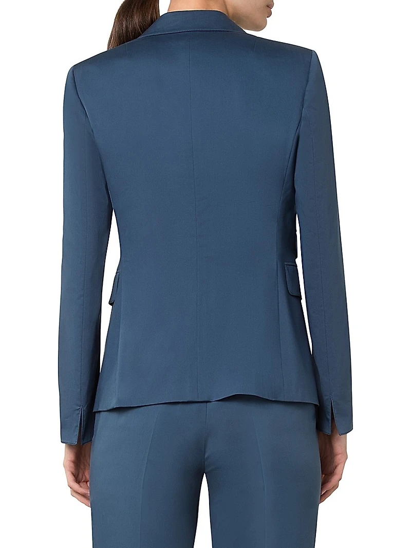 Stretch Cotton Two-Button Blazer