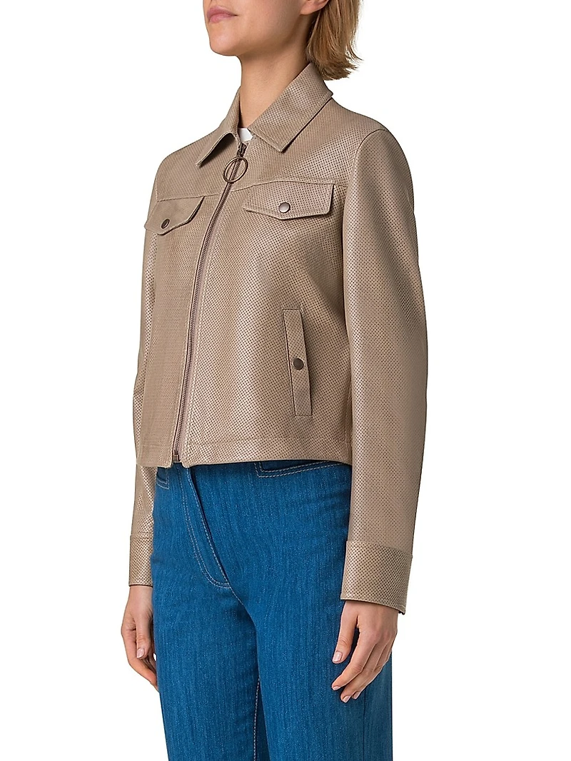 Pin Dot Leather Jacket