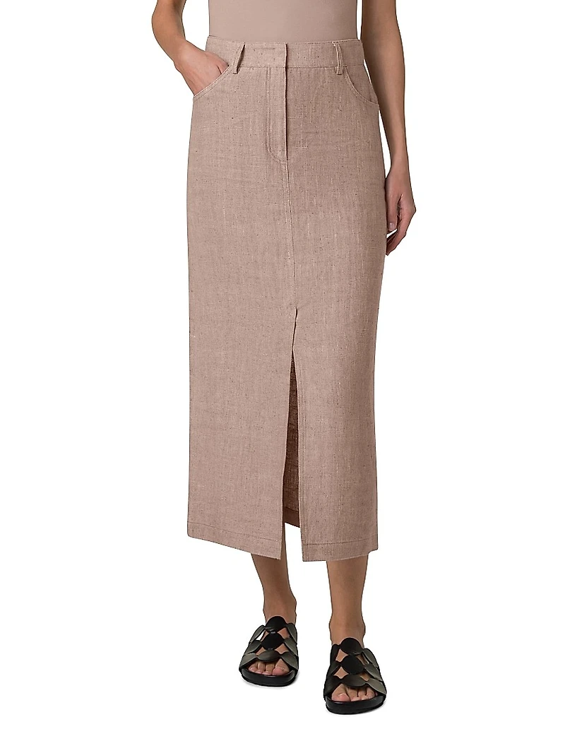 Pencil Linen Maxi Skirt