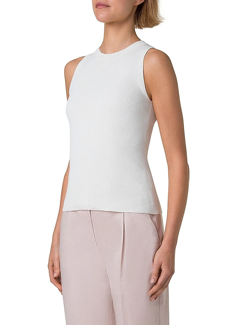 Rib-Knit Sleeveless Body-Con Knit Top