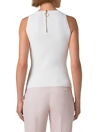 Rib-Knit Sleeveless Body-Con Knit Top