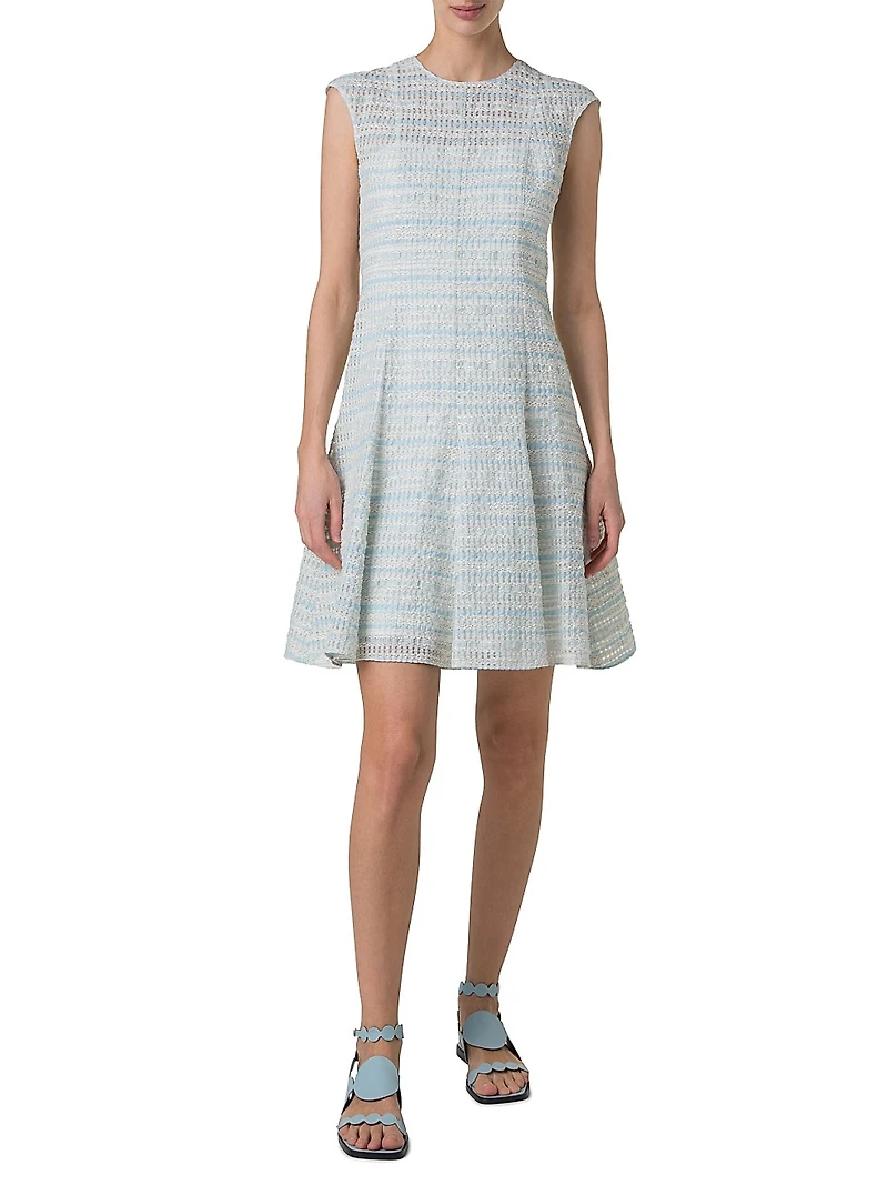 Tweed Organza Flared Minidress