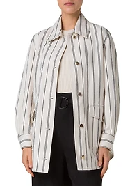 Striped Denim Cotton Boyfriend Jacket