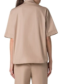 Cotton Poplin Oversized Button-Front Blouse
