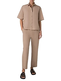 Cotton Poplin Oversized Button-Front Blouse