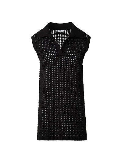 Mesh Knit Sleevless Tunic Top