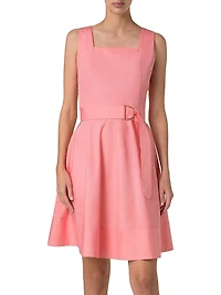 Cotton Poplin Square Neck Minidress