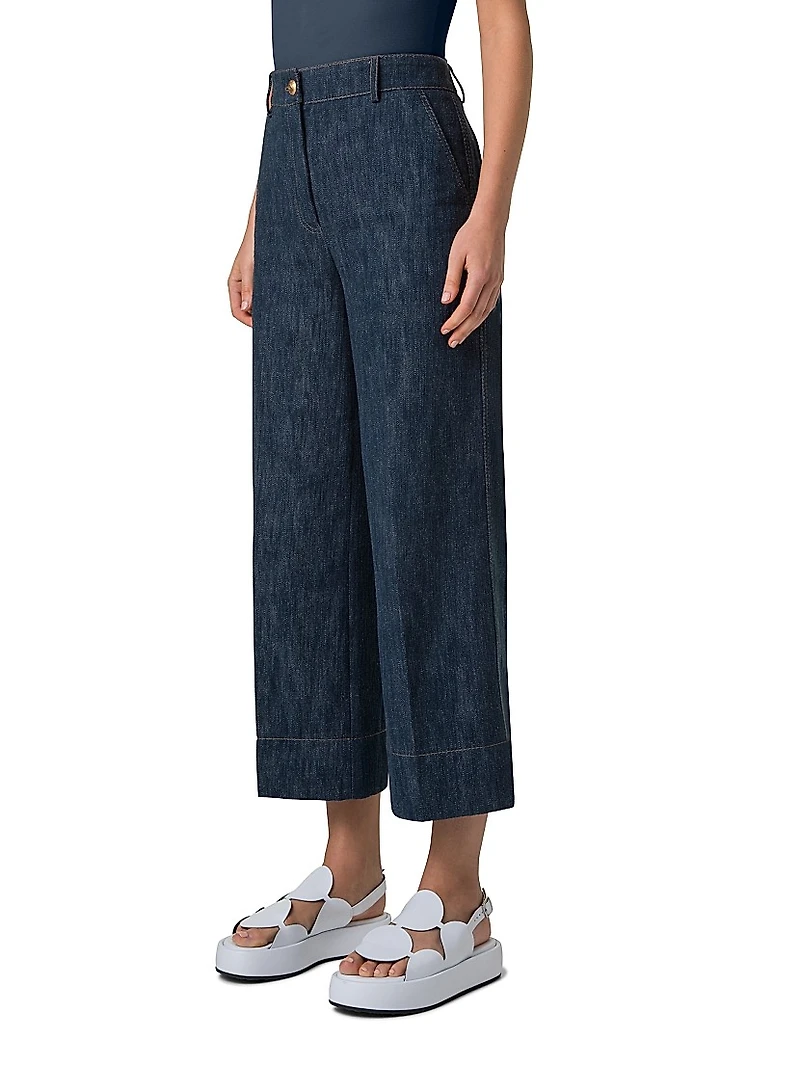 Chiara Denim Wide-Leg Crop Jeans