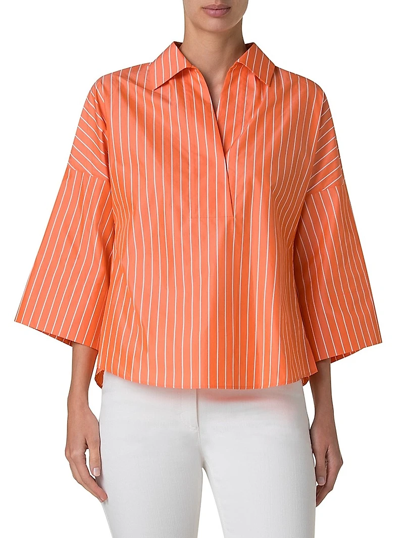 Striped Kimono-Style Sleeve Blouse