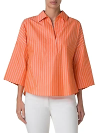 Striped Kimono-Style Sleeve Blouse