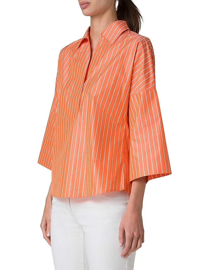 Striped Kimono-Style Sleeve Blouse