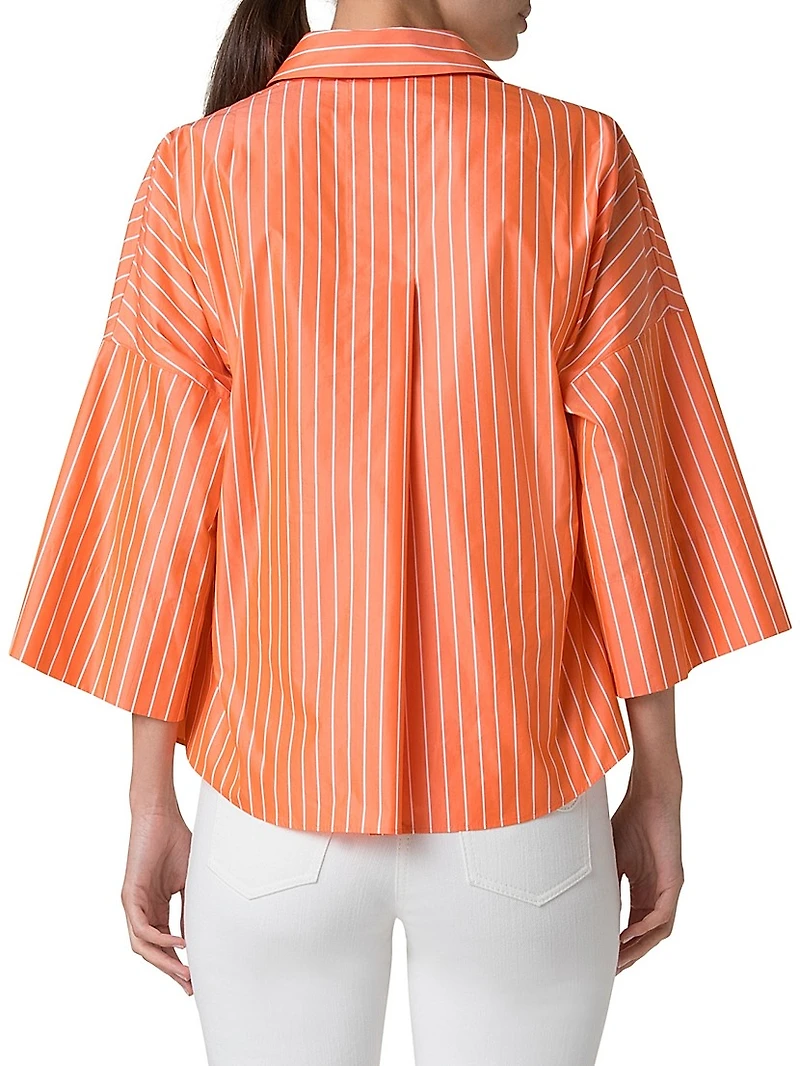 Striped Kimono-Style Sleeve Blouse