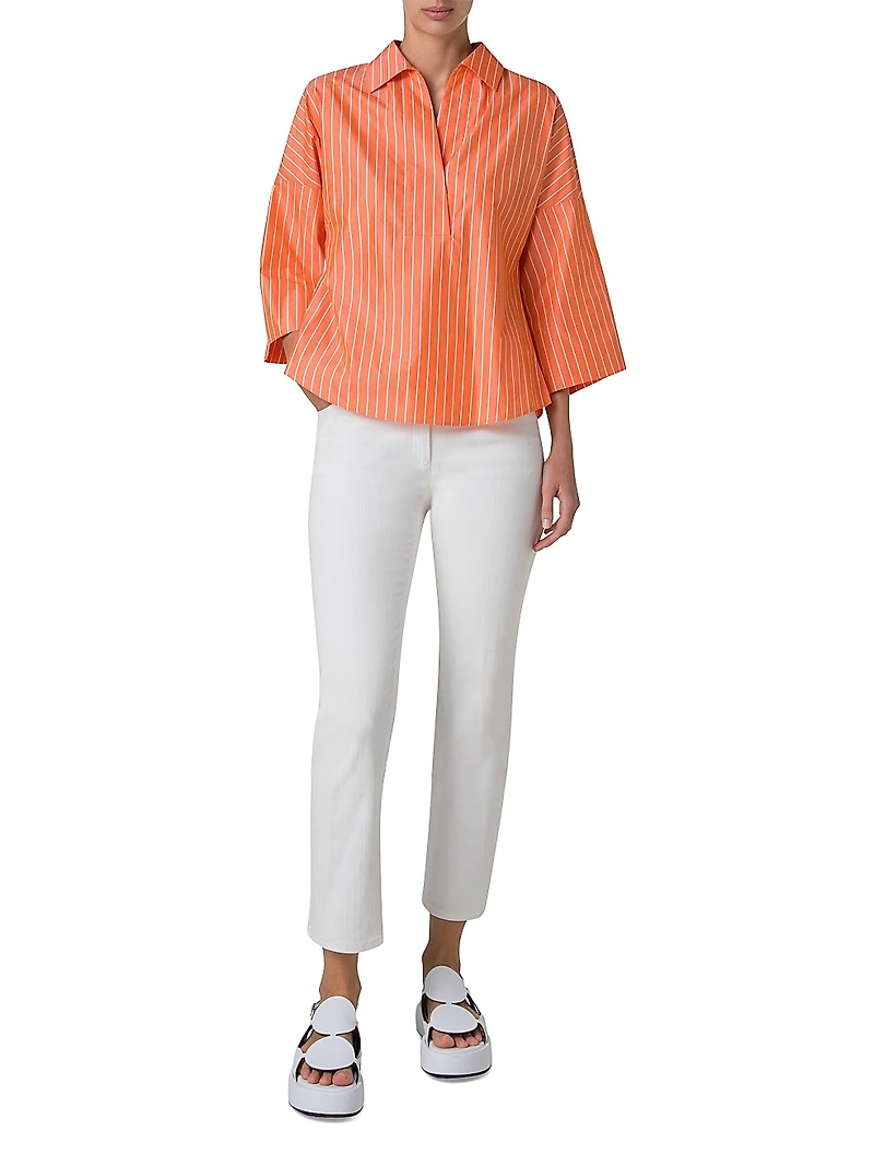 Striped Kimono-Style Sleeve Blouse