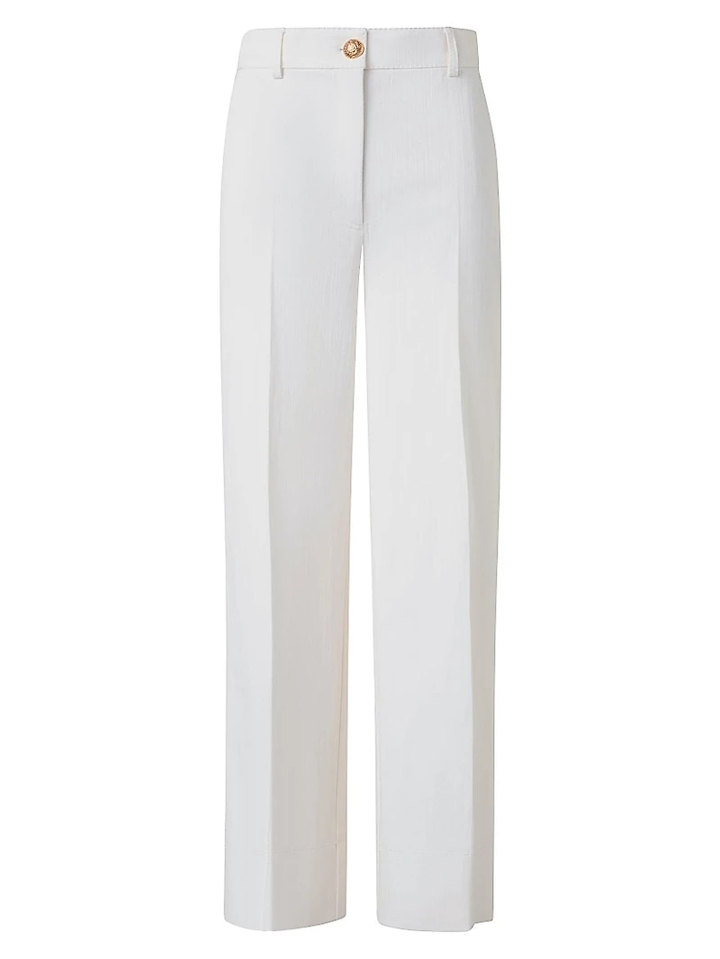 Cotton Stretch-Cotton Wide-Leg Pants