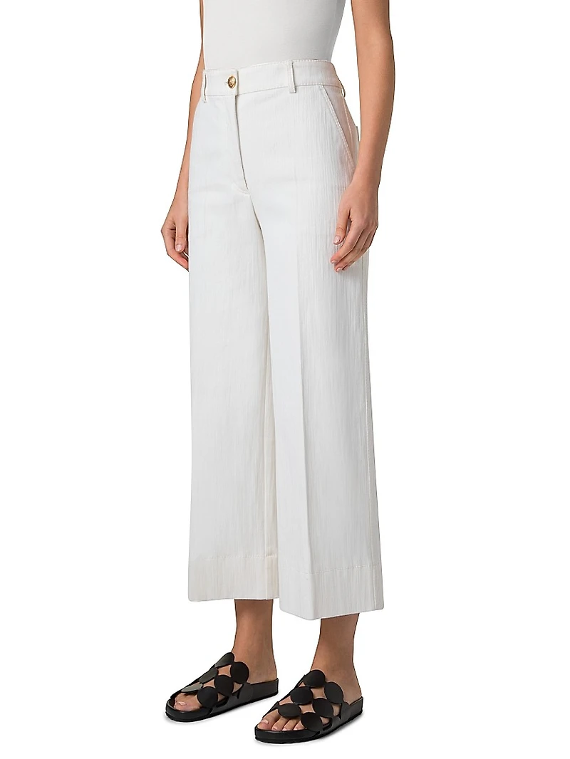 Cotton Stretch-Cotton Wide-Leg Pants
