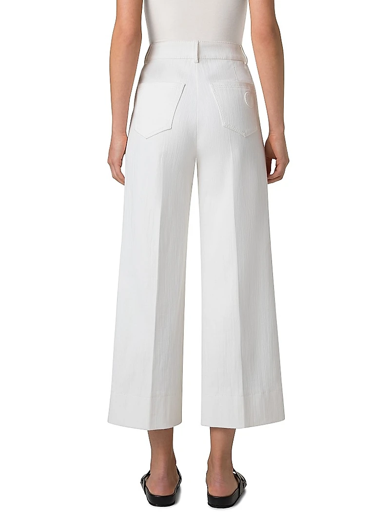 Cotton Stretch-Cotton Wide-Leg Pants