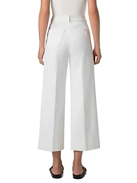 Cotton Stretch-Cotton Wide-Leg Pants