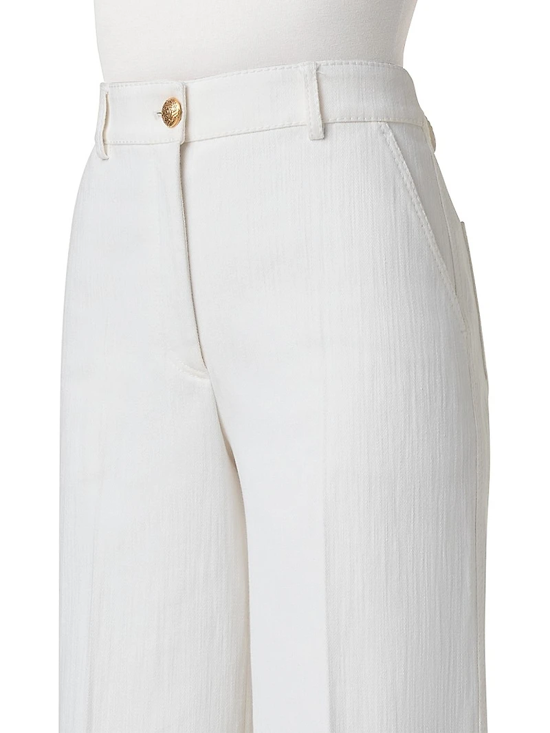 Cotton Stretch-Cotton Wide-Leg Pants
