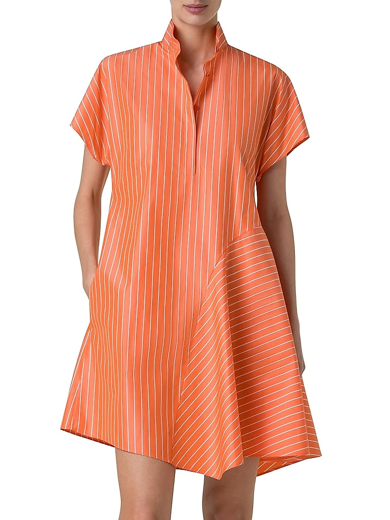 Striped Cotton Poplin Mini Shirtdress