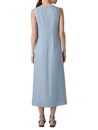 Carnation Appliquèd Linen Midi-Dress