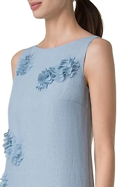 Carnation Appliquèd Linen Midi-Dress