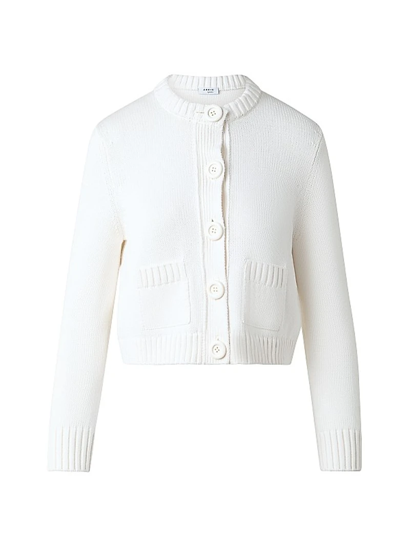 Button-Front Knit Cotton Cardigan