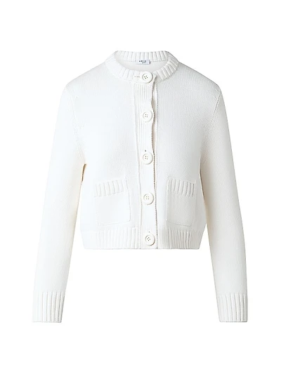 Button-Front Knit Cotton Cardigan