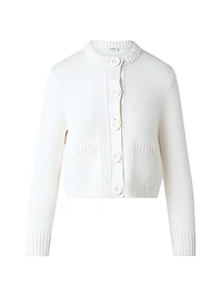 Button-Front Knit Cotton Cardigan