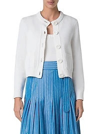 Button-Front Knit Cotton Cardigan