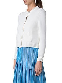Button-Front Knit Cotton Cardigan