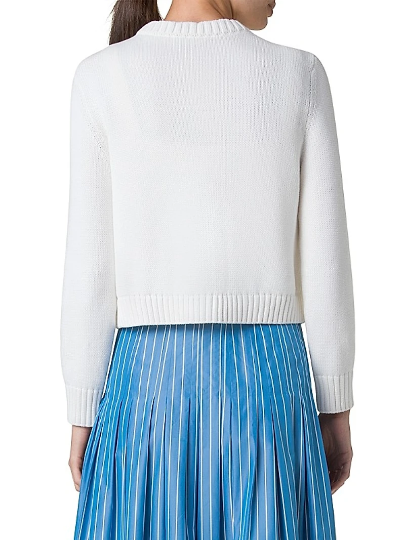 Button-Front Knit Cotton Cardigan