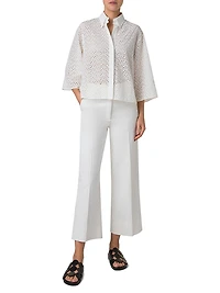 Eyelet Cotton Poplin Button-Down Blouse