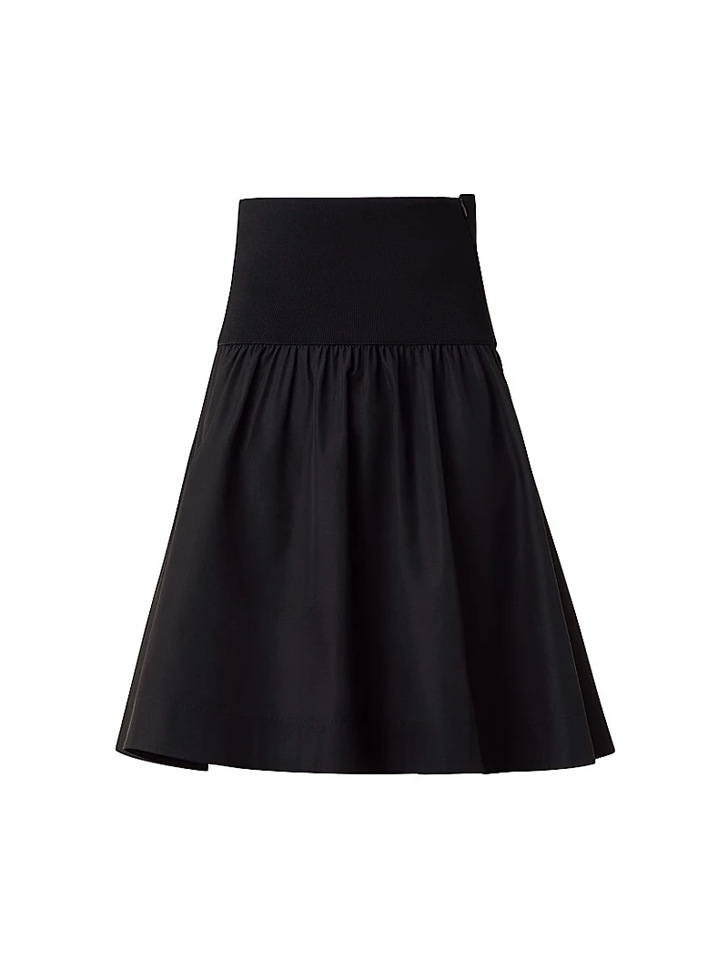Mixed-Media Cotton Poplin Flared Skirt
