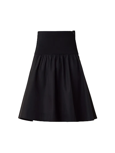 Mixed-Media Cotton Poplin Flared Skirt
