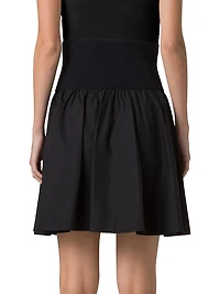 Mixed-Media Cotton Poplin Flared Skirt