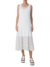 Polka Dot Sleeveless A-Line Midi-Dress