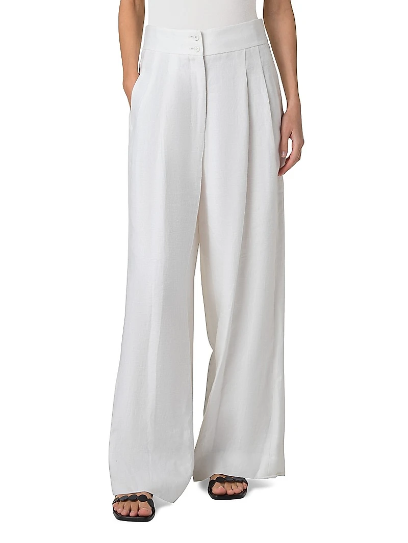 Florina Linen Wide-Leg Pants