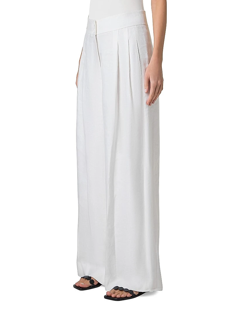 Florina Linen Wide-Leg Pants