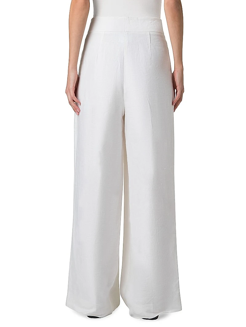 Florina Linen Wide-Leg Pants