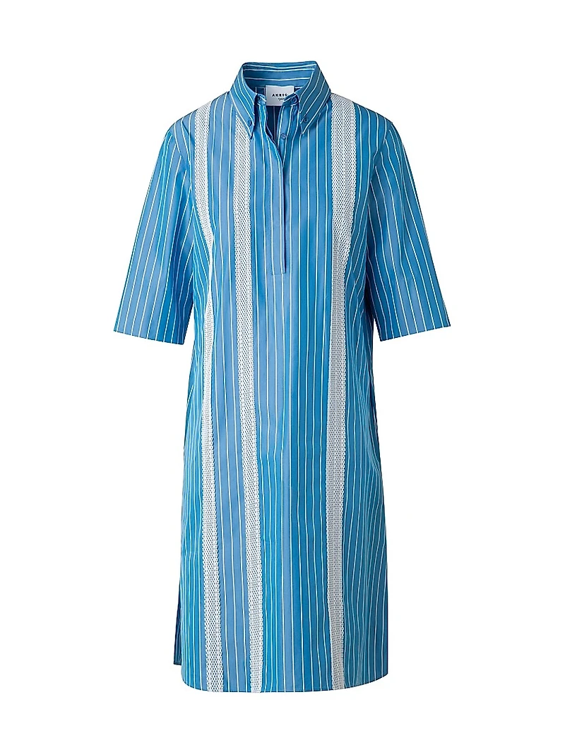 Striped Cotton Poplin Belted Shirtdress