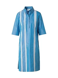 Striped Cotton Poplin Belted Shirtdress