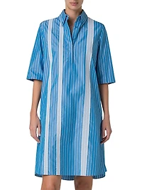Striped Cotton Poplin Belted Shirtdress